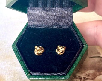 Classic 9ct Gold Knot Stud Earrings, Italian 375 Fully Marked Solid Gold Dainty Vintage Studs