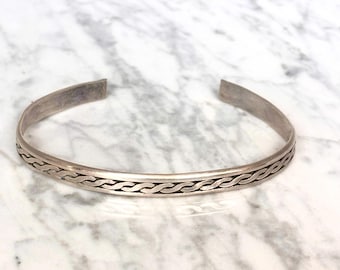Unisex Sterling Silver Celtic Braid Torque Cuff Bangle Men Women 925 Modernist British Hallmarked Textured Bracelet