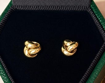 Classic 9ct Gold Knot Stud Earrings, Italian 375 Fully Marked Solid Gold Dainty Vintage Studs