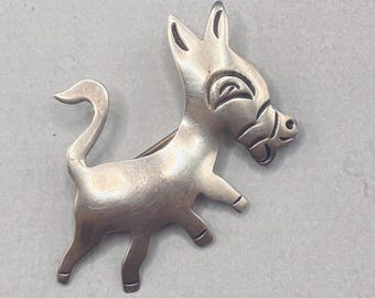 Vintage Taxco Sterling Silver Donkey Brooch – Mid Century Mexican Burro Pin