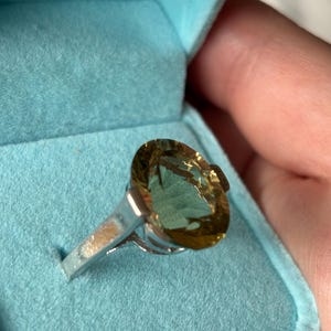 Vintage Sterling Silver 925 Ring, Large Oval Citrine Gemstone, Statement Cocktail Ring immagine 9