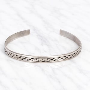 Solid Sterling Silver 925 Celtic Braid Torque Cuff Bangle Men Women 925 Modernist British Hallmarked Textured Bracelet Unisex