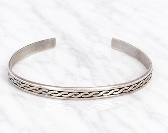 Bracciale rigido unisex in argento sterling 925 con motivo a treccia celtica, design modernista e testurizzato, con punzone britannico.