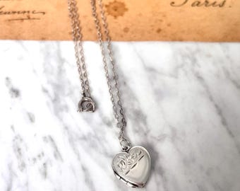 Vintage 1969 Joseph Smith Sterling Silver Heart Locket Necklace, Birmingham Hallmarked Engraved Ornamental Pendant