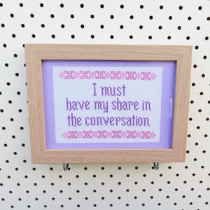 Pride and Prejudice Quote Cross Stitch Pattern
