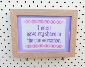 Pride and Prejudice Quote Cross Stitch Pattern