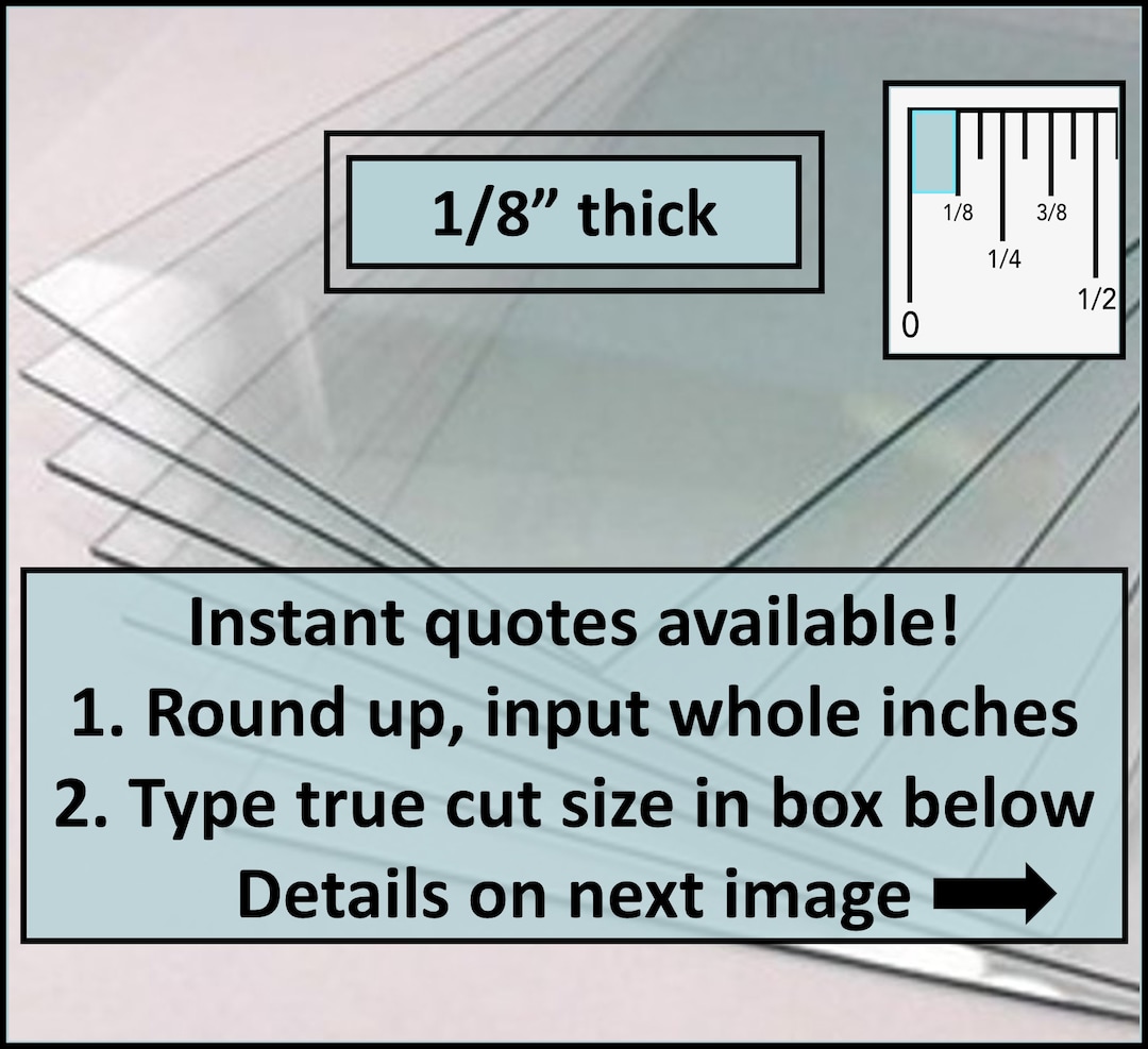 Instant Quotes Available 1/8 Thick, Custom Cut, Custom Size Regular Clear  Annealed Glass 