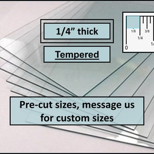 1/4" thick, Squares/Rectangles Set Sizes Clear Tempered Glass