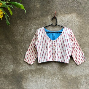 Readymade blouse • white blouse • ikat blouse • saree blouse • readymade choli • cotton saree blouse • Indian blouse • crop top