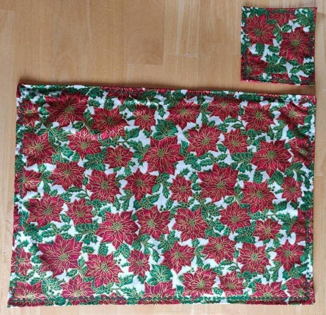 Christmas Placemats Poinsettia Etsy