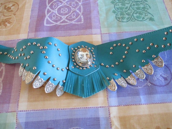 Retro Belt - Turquoise - Costume Belt - 1970's -