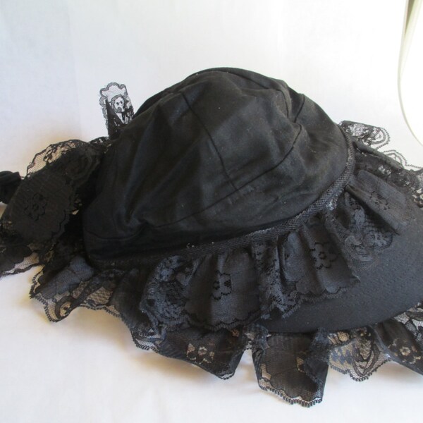 Period Costume Black Hat - Late 1800s - Used as a Costume on Stage and In Good Condition - Small to Medium in Size