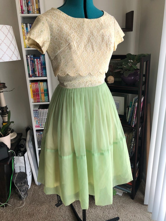 1950’s Green and Yellow Prom Dress with Jacket