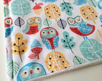 Owls baby blanket - Receiving blanket - Bright baby blanket - Woodland baby blanket - Owl baby blanket - Baby shower gift
