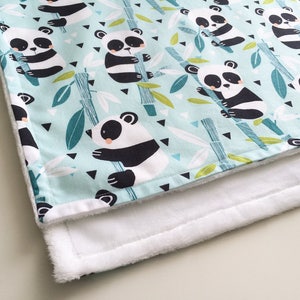Panda babyfilt, Björn babyfilt, Blå babyfilt, Babyfilt pojke, Babyfilt flicka, Presentidé för babyshower, Björn babyfilt bild 2