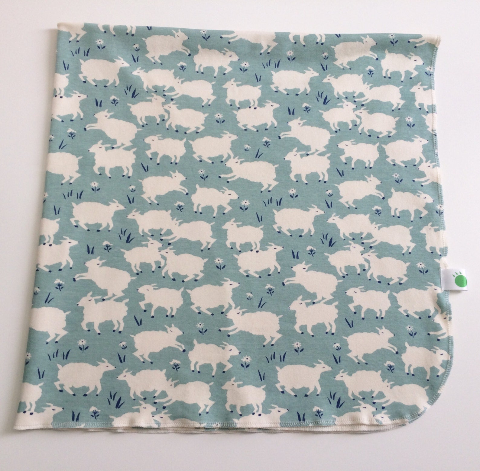 Lambs Swaddle Blanket, Organic Baby Swaddle, Spring Baby Blanket