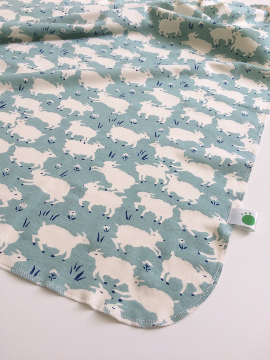 Lambs Swaddle Blanket, Organic Baby Swaddle, Spring Baby Blanket