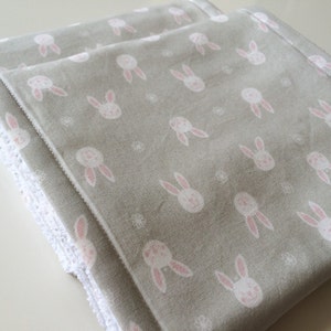Burp Cloths - Set of 2 Grey Rabbits Burp Cloths - Modern Baby Burp Cloths - Bunnies Burp Cloths - Gray Burp Cloths - Grey Bunny Burp Cloths