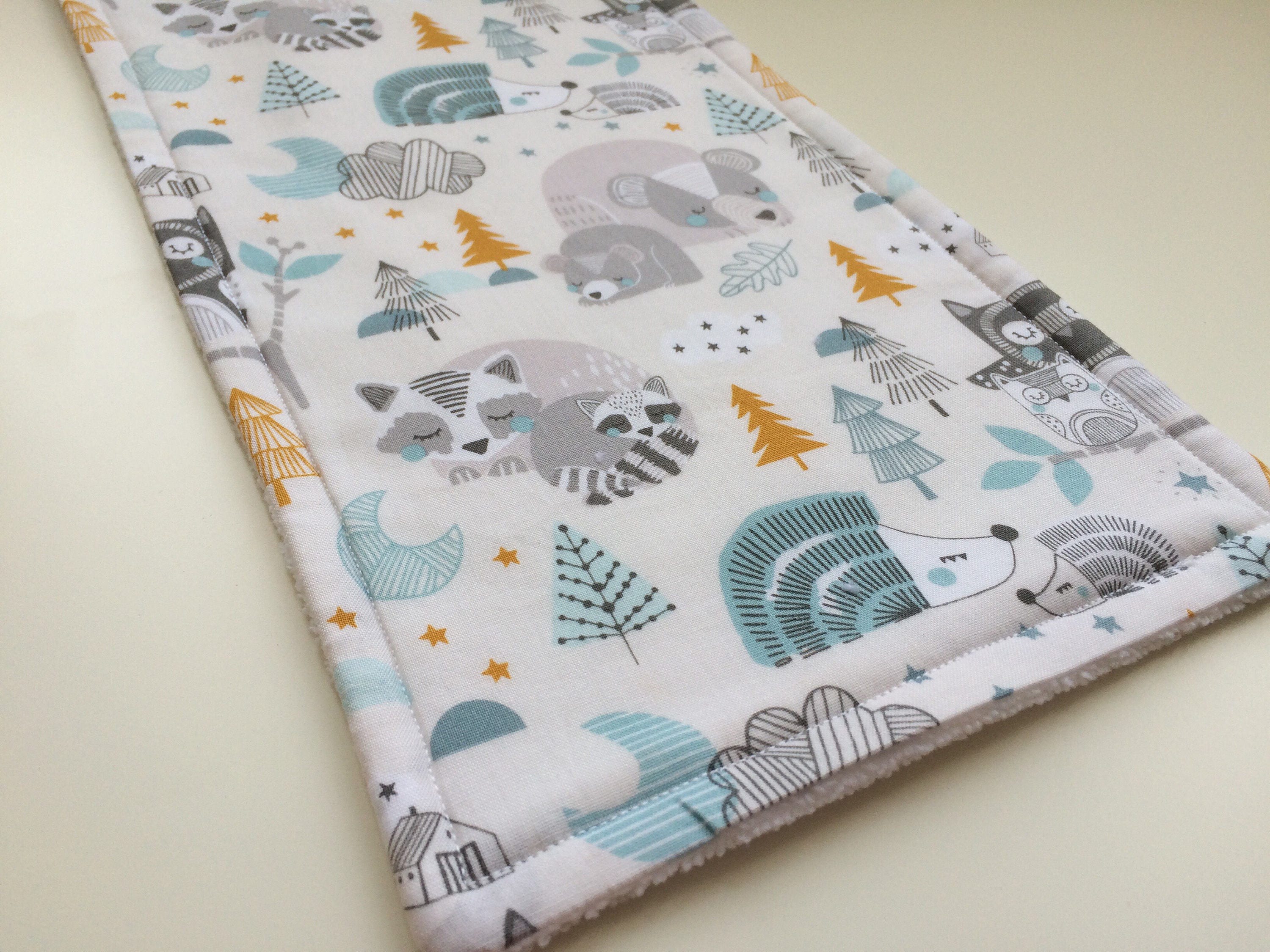 Animals Burp Cloth, Woodland Spit up Rag, Baby Burping Pad, Newborn