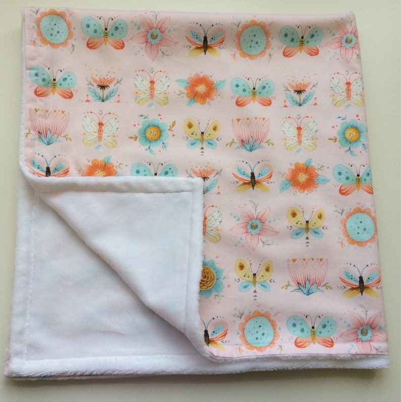 Butterfly Minky Blanket Pink Baby Girl Blanket Butterflies Etsy