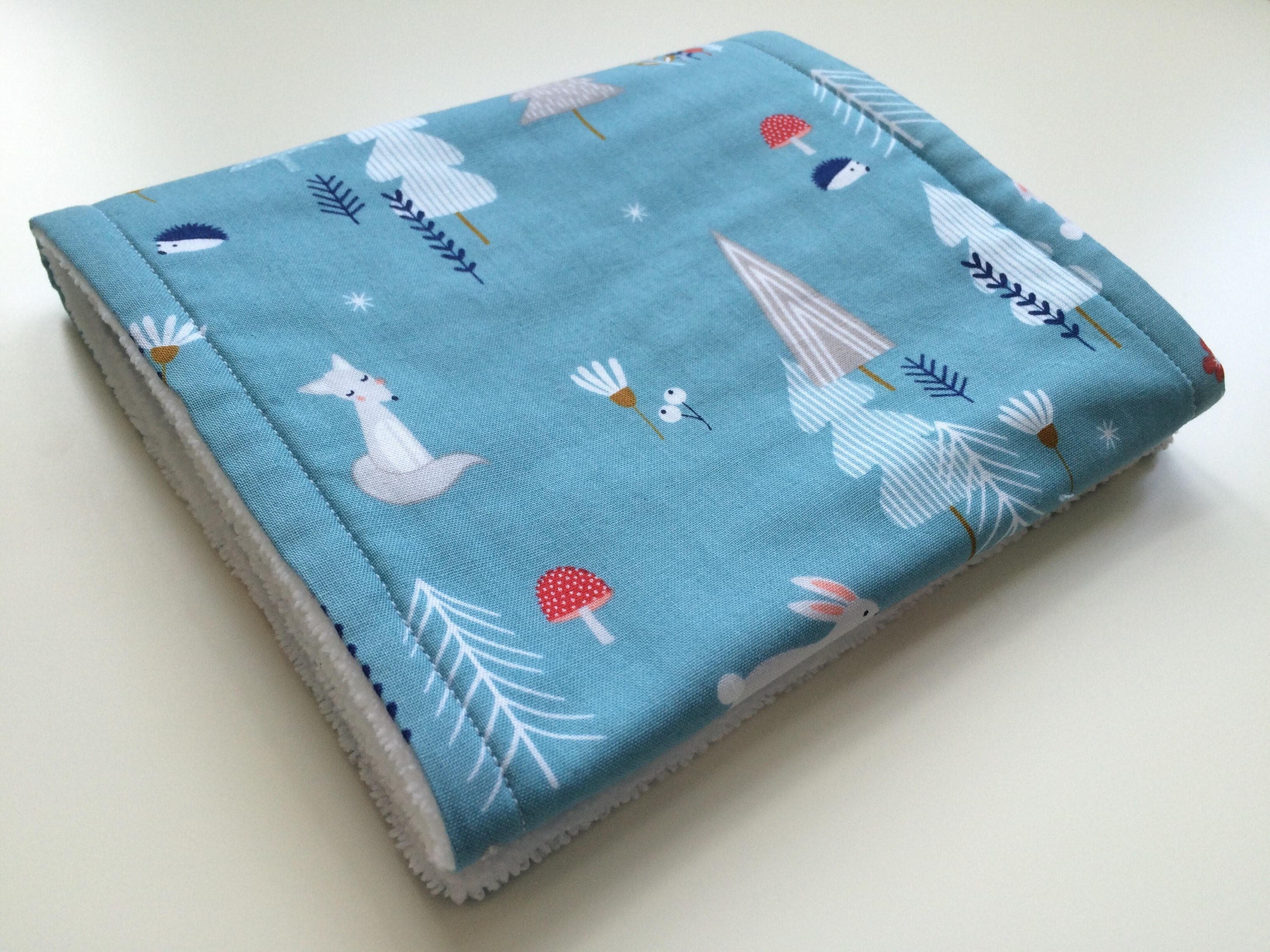 Burp Cloths 3 Animal Print in Blues Toweling Backed GREAT GIFT IDEA!!