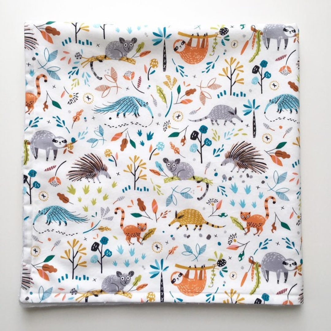Animals Baby Blanket, Jungle Animals Blanket, Sloth, Anteater