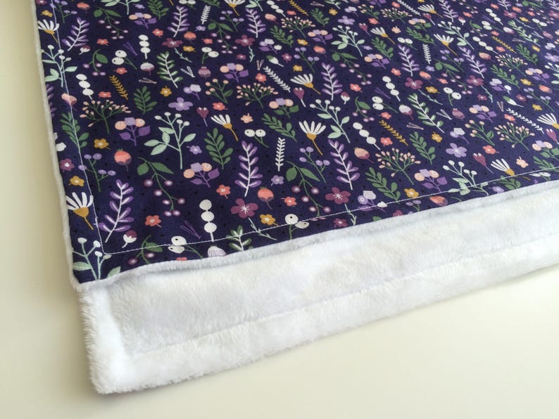 Floral minky blanket Purple baby blanket Baby girl blanket Etsy
