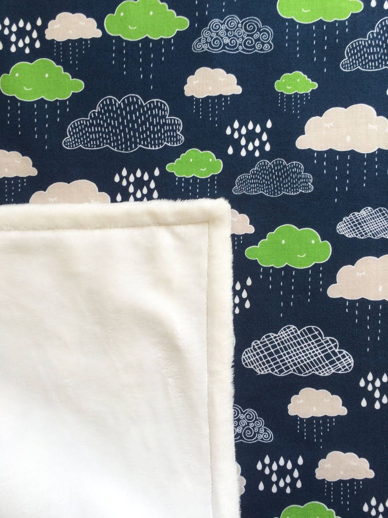 Clouds minky baby blanket Blue minky blanket Baby boy Etsy