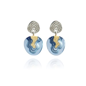 Cape dangle earrings- inspired by the ocean and handmade from sand and ultramarine blue resin on allergy friendly stainless steel ear posts