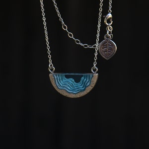 Inlet Pendant Delicate beach necklace handmade from sand and aqua blue resin on a fine chain image 6