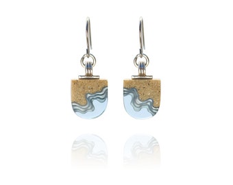 Handmade Sand & Resin Dangle Earrings – Stainless Steel Hooks