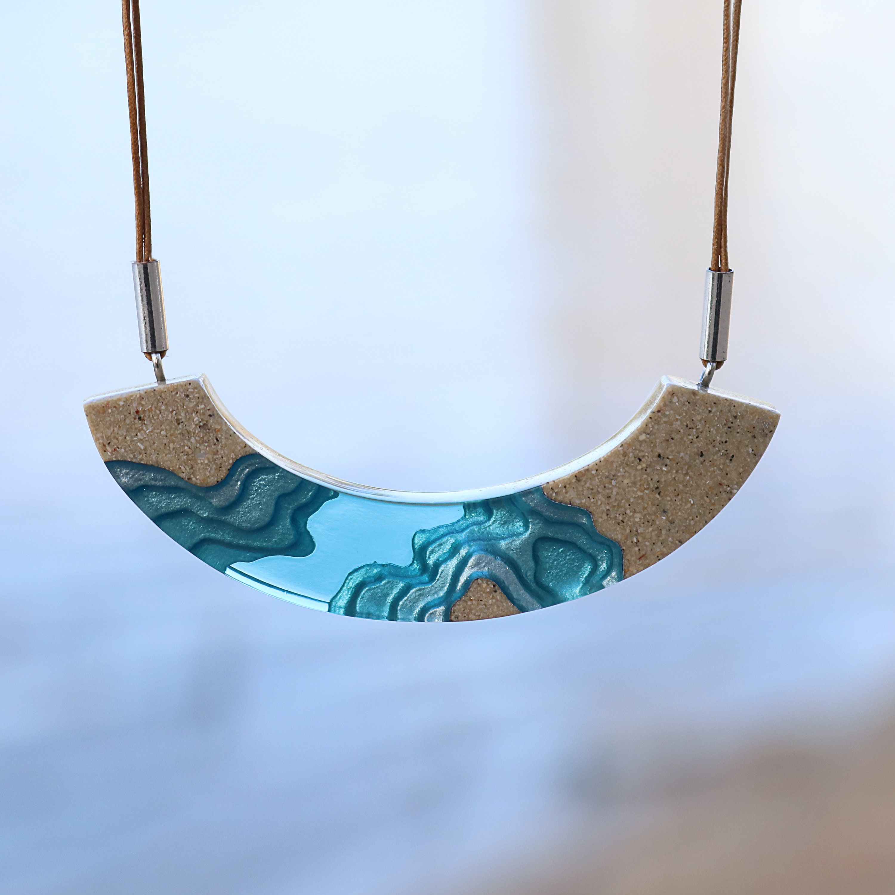 The Lagoon Modern curved beach necklace handmade from beach | Etsy