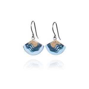 Bight Earrings - Dainty dangle beach earrings handmade from sand and ultramarine blue resin
