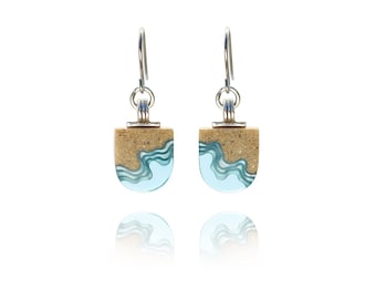 Shoreline Resin Dangle Earrings – Sand & Blue Ocean Design