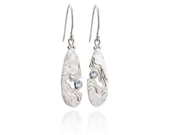 Haven dangle earrings - Inspired by the ocean and crafted from blue topaz gemstones and eco-friendly recycled 925 sterling silver