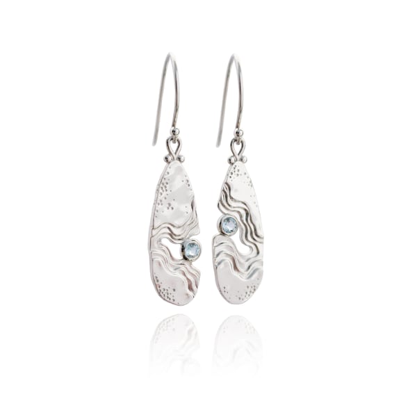 Haven dangle earrings - Inspired by the ocean and crafted from blue topaz gemstones and eco-friendly recycled 925 sterling silver