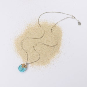 Oceanfront necklace cute ocean inspired necklace handmade from beach sand and aquamarine blue resin an a dainty chain image 9