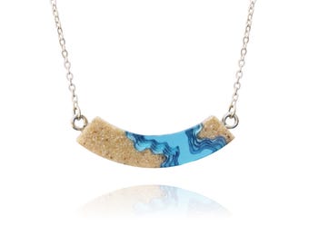 Headland necklace - inspired by the ocean and crafted from beach sand and ultramarine blue resin