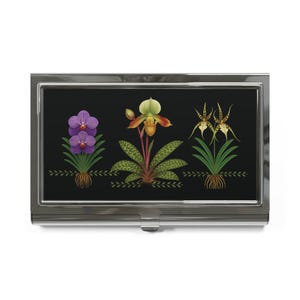 Porta biglietti da visita a forma di orchidea, organizer da scrivania floreale, regalo per ufficio, porta cancelleria botanico, espositore per biglietti da visita a forma di fiore, elegante orchidea