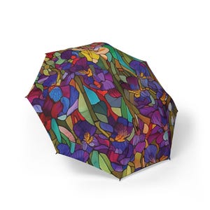 Colorful Monet Inspired Botanical Umbrella - Garden Inspired Design, Compact Travel Umbrella, Perfect Gift for Rainy Days