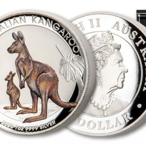 SILVER Coin 1 oz Perth Mint Colorized Kangaroo Coin Collectible Gift for Collector Colourized Coin