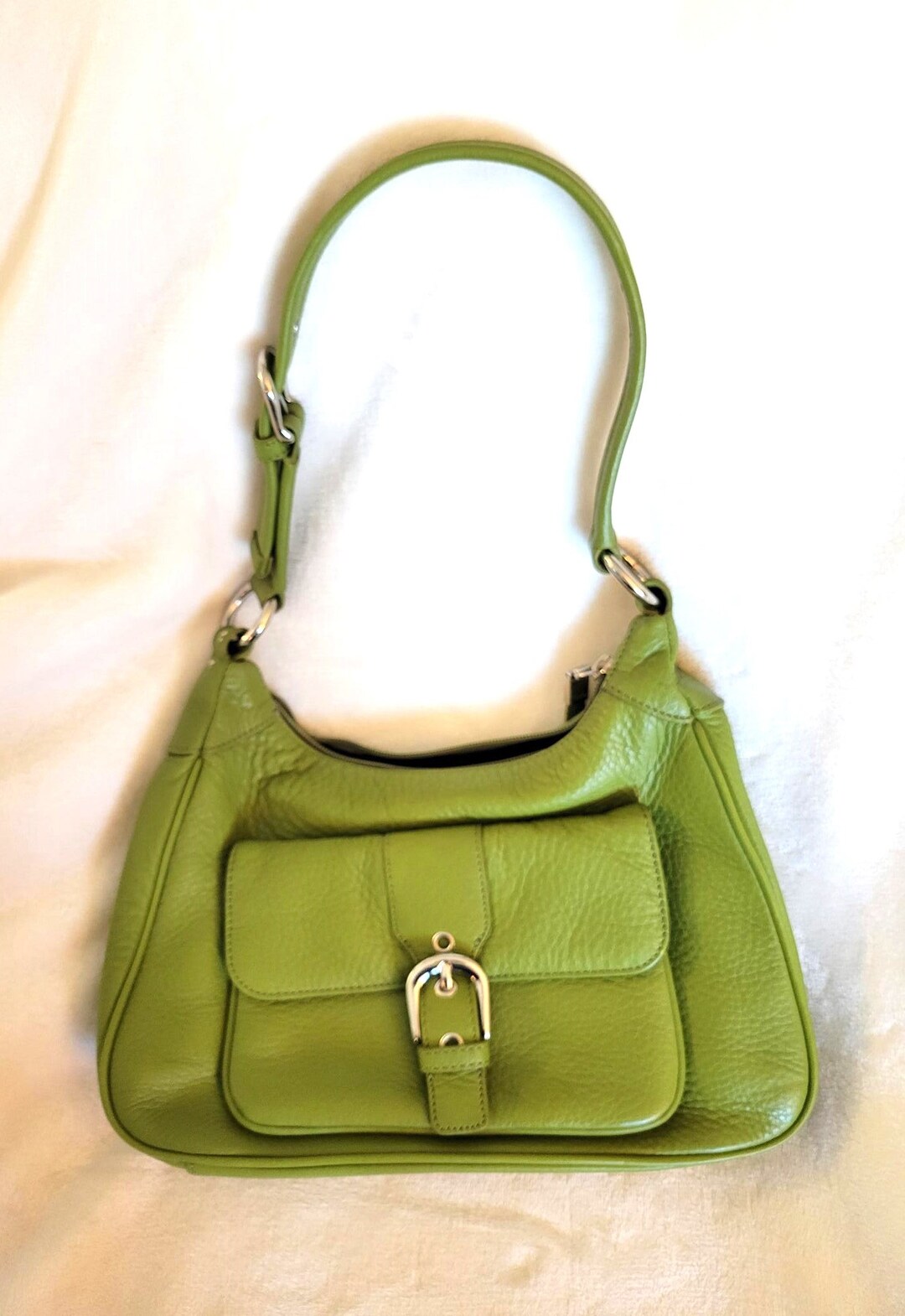Talbots Pebble Leather Lime Green Shoulder Bag Etsy