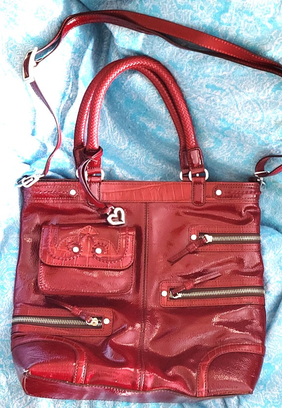 Brighton Red Leather Handbag, Tote, Shoulder bag