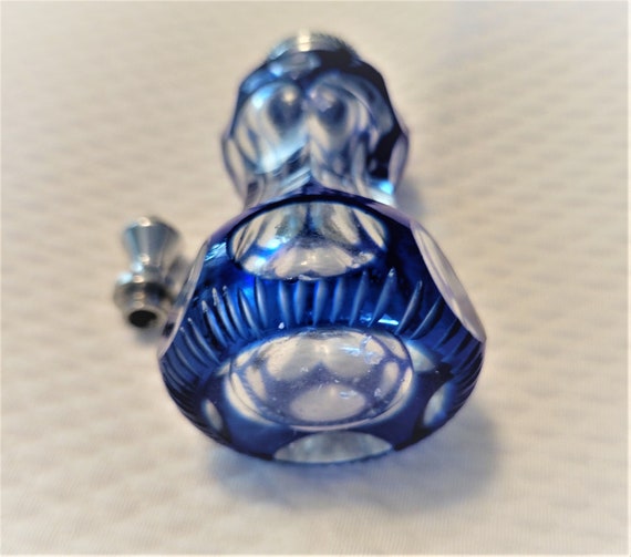 Antique Cut to Clear Cobalt Perfume Bottle - image 6