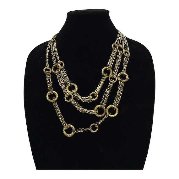 Rosa Flores Multi-strand Necklace Antique Gold To… - image 1