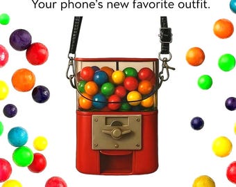 Retro Gumball Machine Crossbody Bag - Red Vegan Leather Novelty Purse for Kitsch Fashion