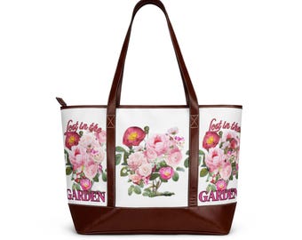 Pink Roses Garden Floral Bouquet Handbag | Floral Tote Market Bag Gift for Her