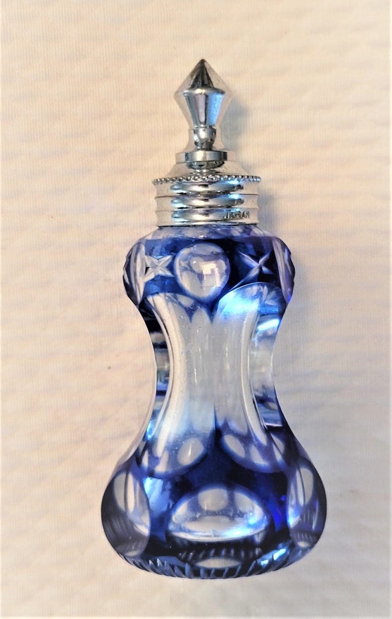 Antique Cut to Clear Cobalt Perfume Bottle - image 3