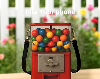 Retro Gumball Machine Crossbody Bag - Red Vegan Leather Novelty Purse for Kitsch Fashion