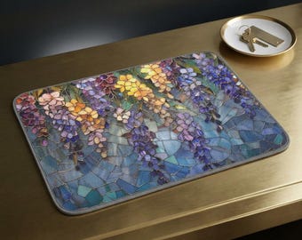 Wisteria Floral Kitchen Dish Mat | Microfiber Drying Mat | Modern Farmhouse | Housewarming Gift